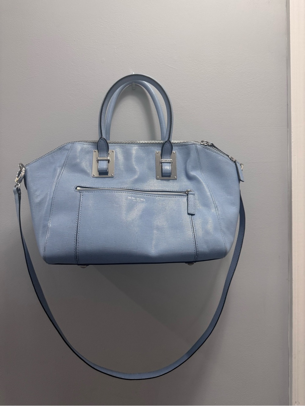 Light Blue Leather Dome Satchel - Henri Bendel
